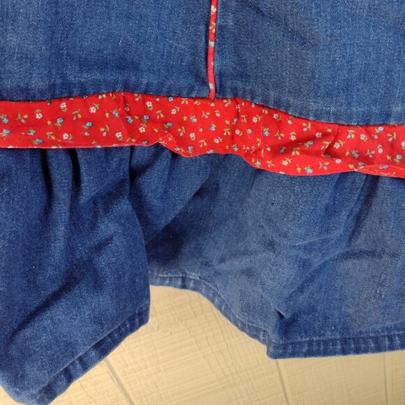 Vintage Stage West Chambray Denim Skirt Calico Ruffle Button Western Prairie - Picture 3 of 6